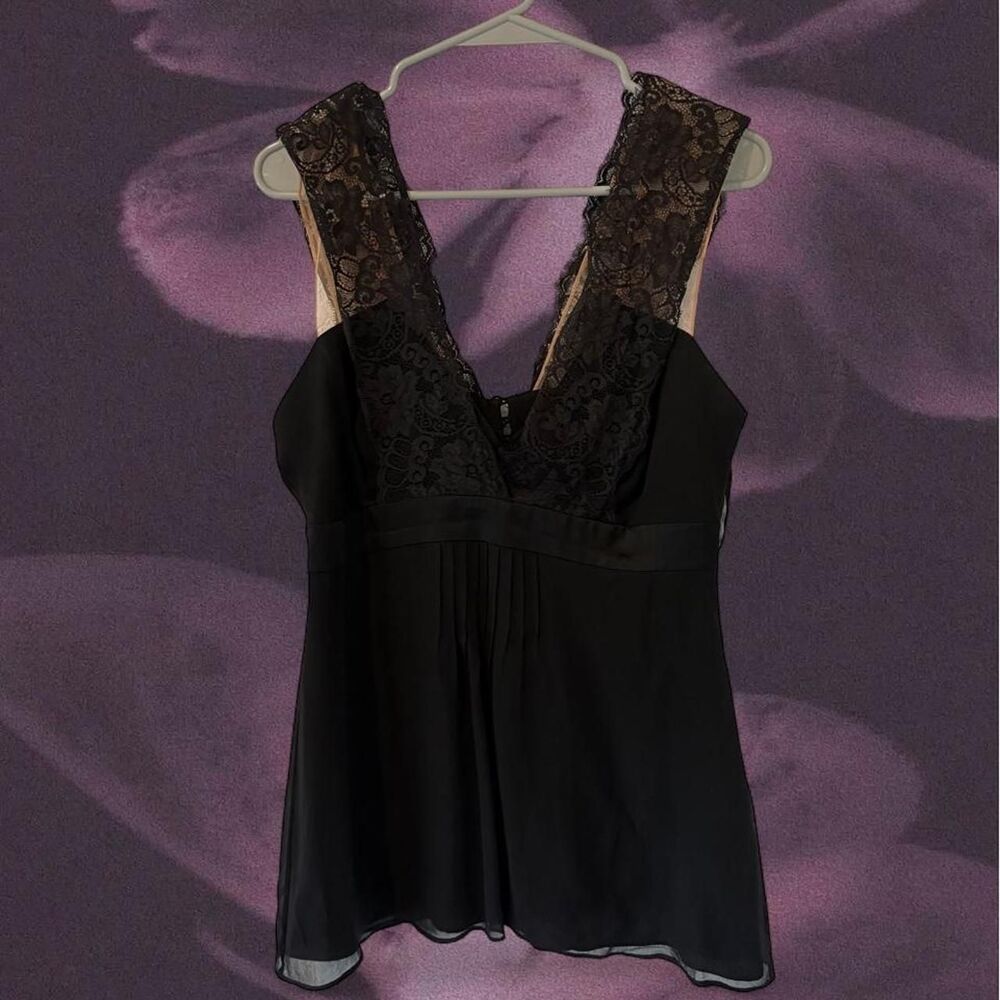 Bcbgmaxazria Women's Black Lace Tank Top